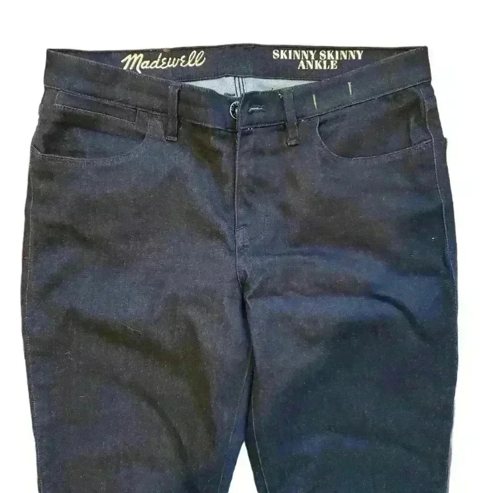 Madewell Skinny Skinny Ankle Zip Jeans Size 30 Dark Blue Denim - Picture 3 of 8